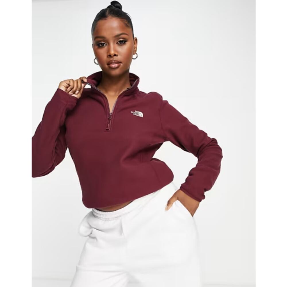 The North Face Pullover 1/4 Zip Sweatshirt Women Size L Burgundy Athletic